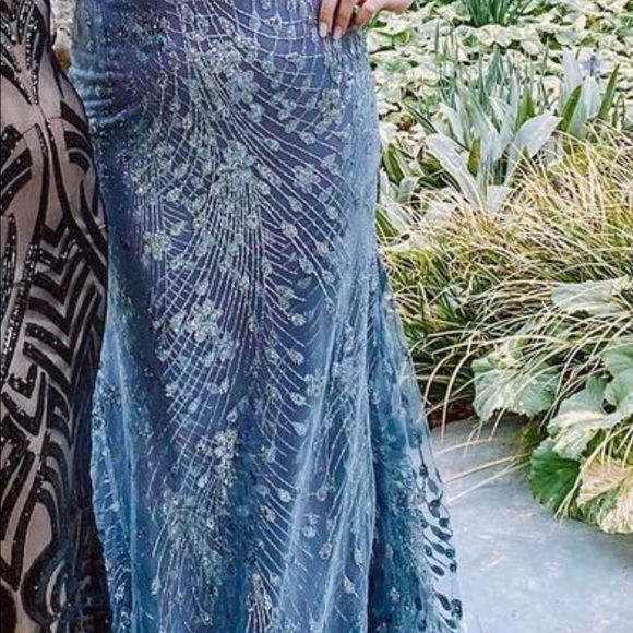 Mori Lee prom dress, size 10, fits like a 6-8, low corset back & lots of beading - Picture 3 of 4